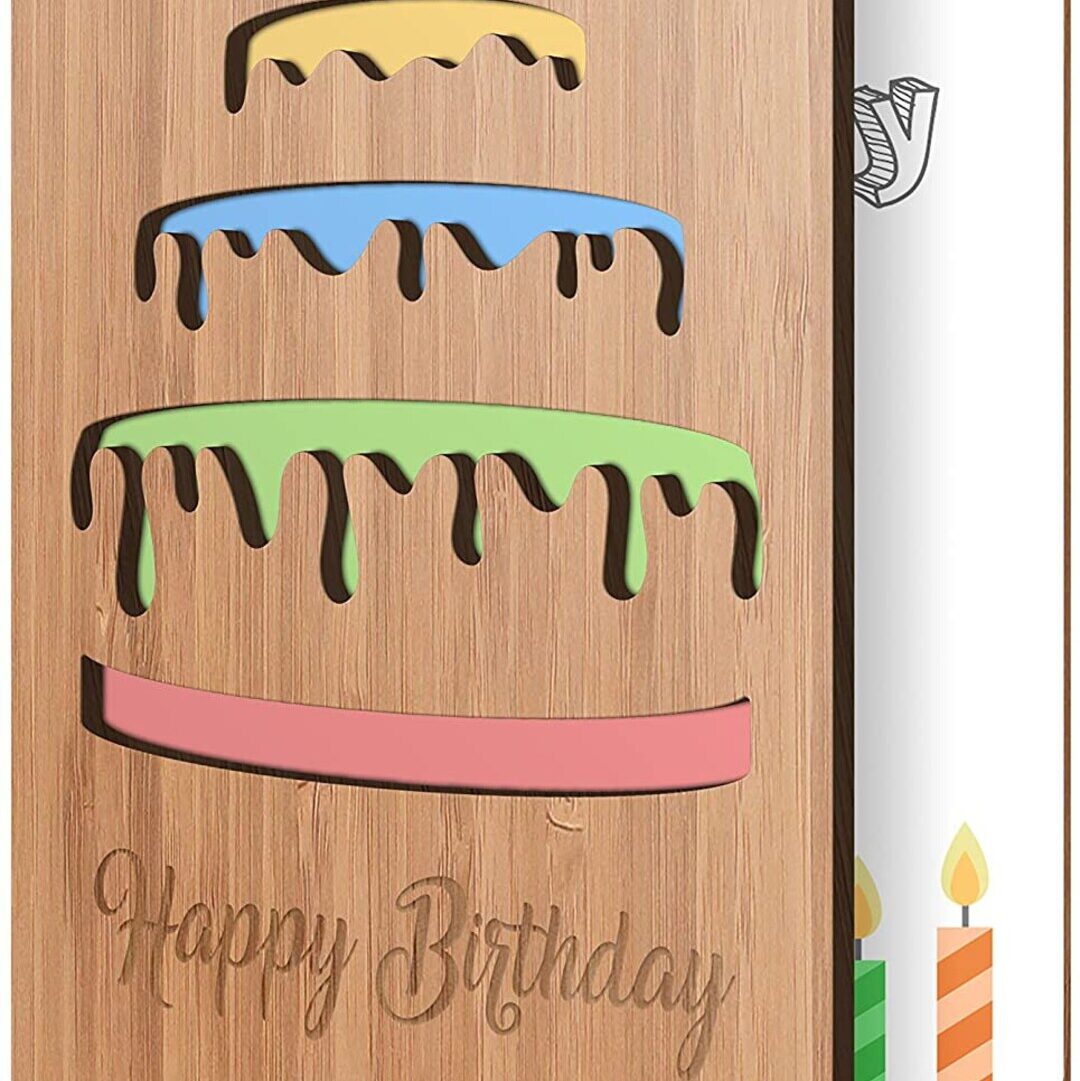 Premium Bamboo Wood Greeting Birthday Card