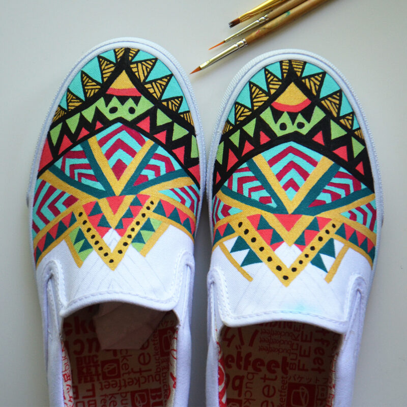 Decorating Shoes With Crayons
