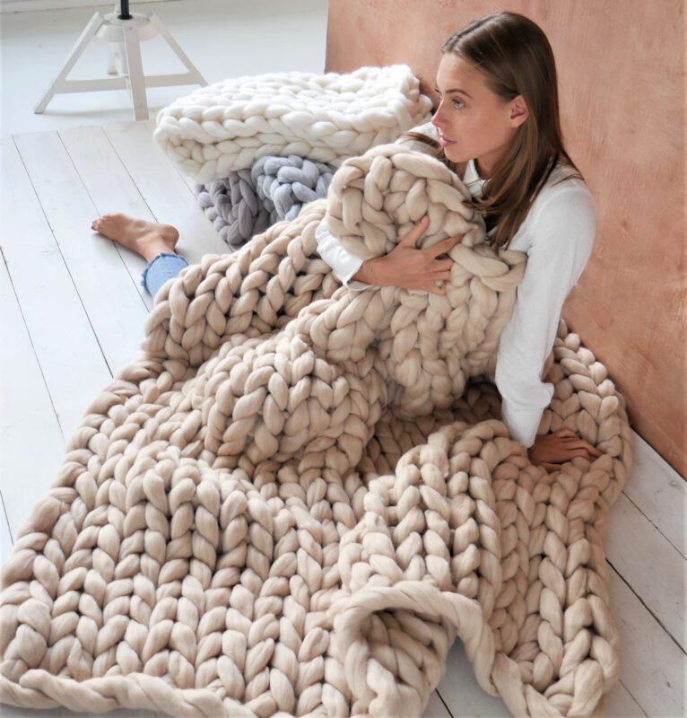 A Knitted Sheepskin Blanket