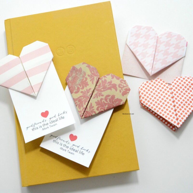 Origami Heart Bookmarks