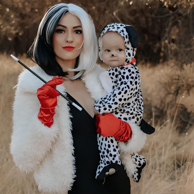 Cruella Deville and Dalmatian
