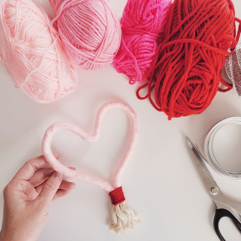 Yarn-Wrapped Hearts